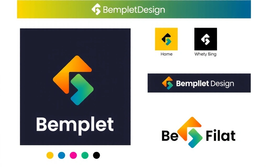 Design de logo minimalist și modern, cu forme geometrice curate și culori vibrante, exemplificând versatilitatea.