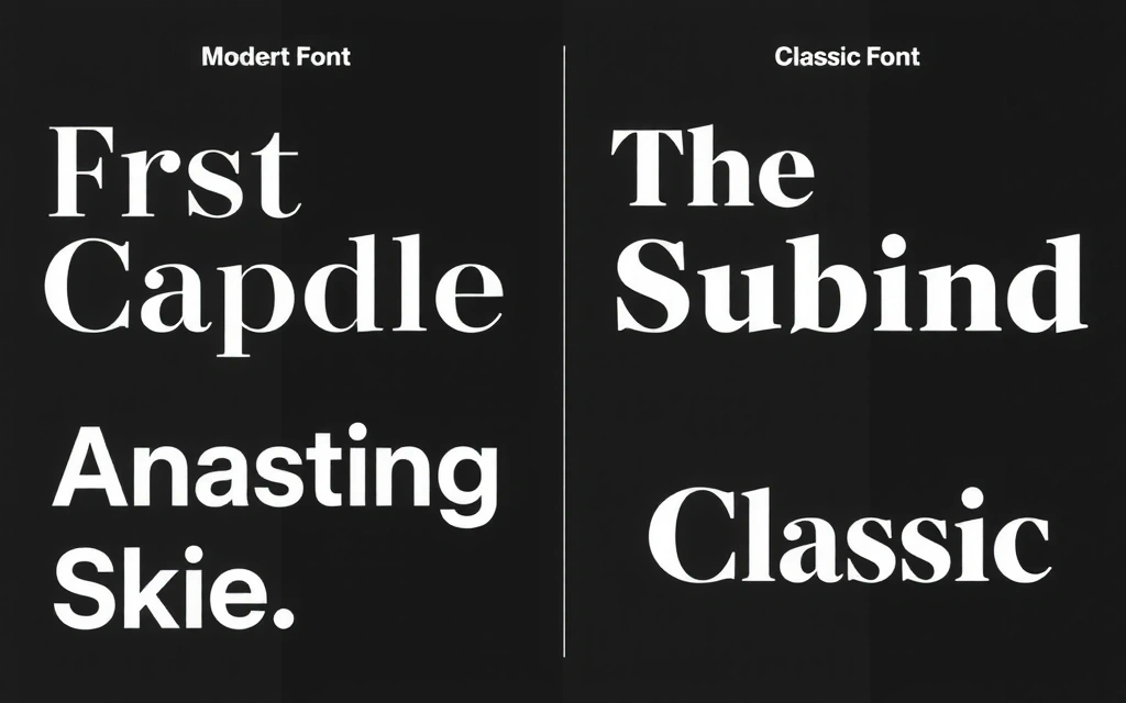 Exemple de tipografie modernă și clasică, arătând cum diferite fonturi pot transmite personalități de brand distincte.