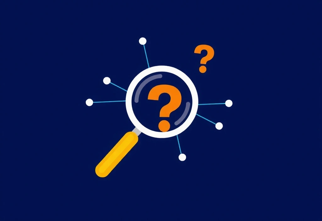 Ilustrație cu o lupă și un semn de întrebare