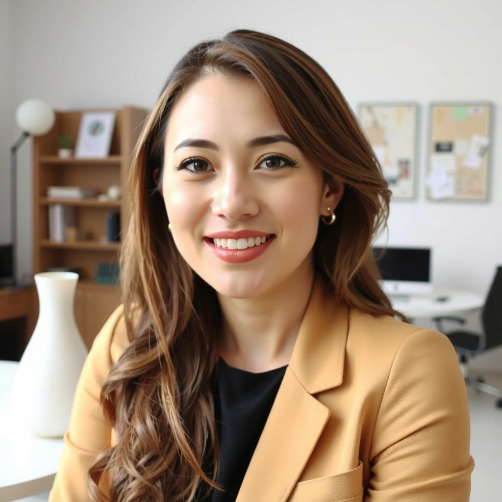 Director de Creație, zâmbind într-un birou modern.