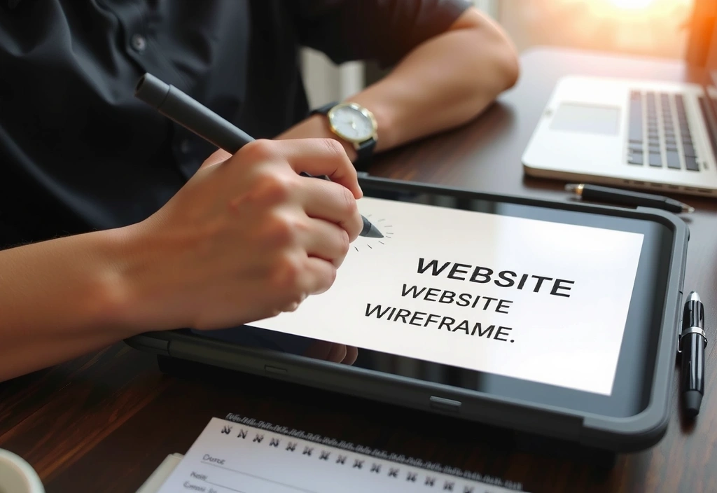 Mână schițând idei pe o tabletă, simbolizând creativitatea și inovația.