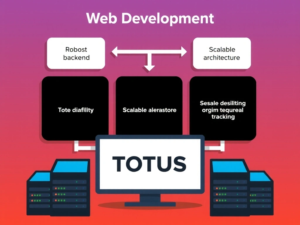 Ilustrație a procesului de dezvoltare web, codare și infrastructură